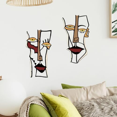 Abstract Faces Line Art, Set of 2, Colorful