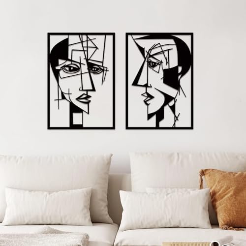 Abstract Lover Faces Line Art, Set of 2