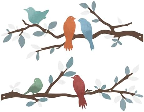 Birds on a Branch Wall Art, Set of 2, Colorful