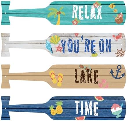 Canoe Paddle Wall Decor, Set of 4, Colorful