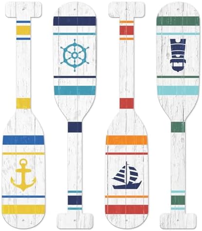 Canoe Paddle Wall Decor, Set of 4, White
