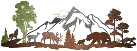 Deer and Bear Mountain Wall Art, 15.7 in, Colorful