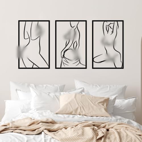 Female Form Line Art, Set of 3, Black