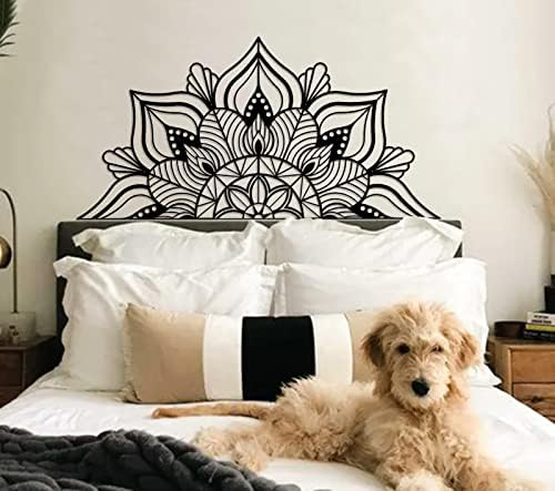 Lotus Mandala Wall Art, 44 x 22 in, Black