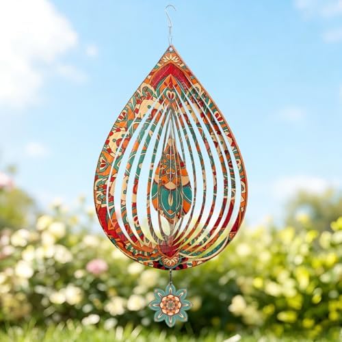 Mandala Teardrop Wind Spinner, 11 in, Colorful