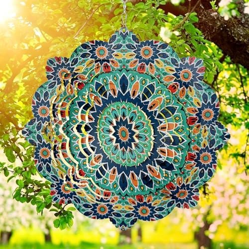 Mandala Wind Spinner, 11 in, Green
