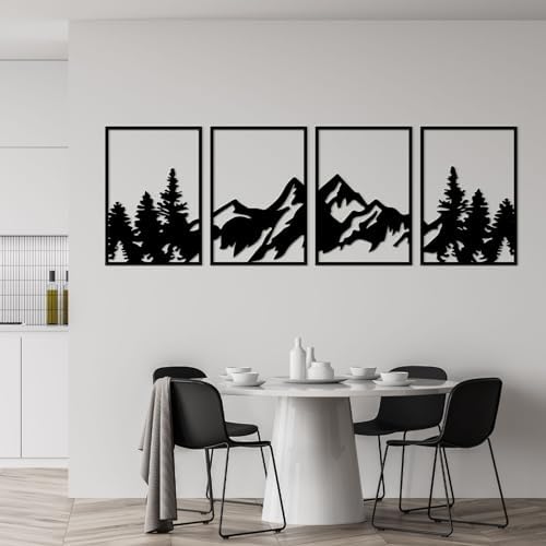Mountain and Forest Wall Art, Set of 4, 71 x 22 in