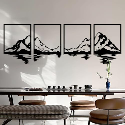 Mountains and Rivers Wall Art, Set of 4, 50 x 15.7 in