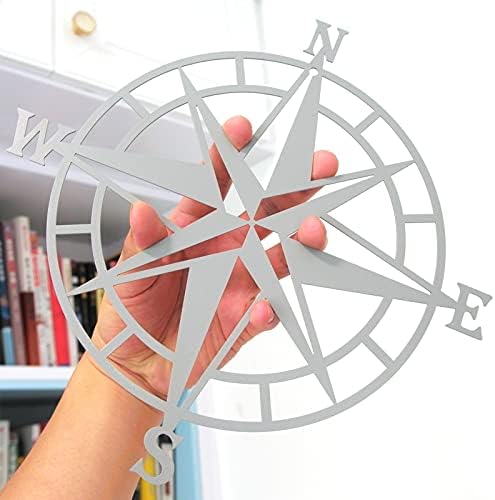 Nautical Compass Wall Decor, 11 in, Cyan Gray