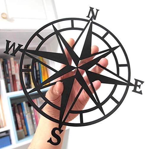 Nautical Compass Wall Decor, 14 in, Black