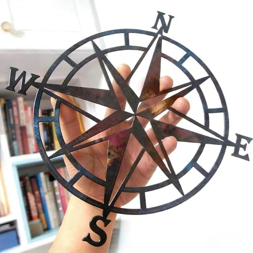 Nautical Compass Wall Decor, 14 in, Red Brown