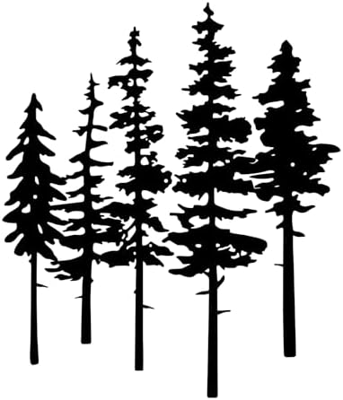 Pine Tree Wall Art, 17.7 in, Black