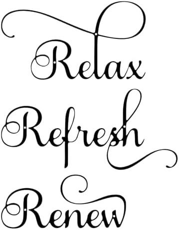 Relax Refresh Renew Bathroom Signs, Set of 3, Black