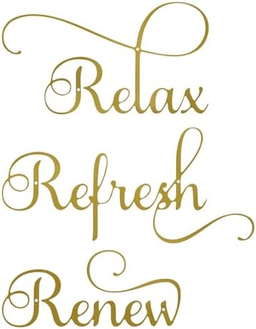 Relax Refresh Renew Bathroom Signs, Set of 3, Gold
