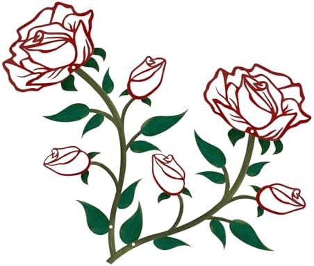 Rose and Leaf Wall Decor, Set of 2, Red and Green