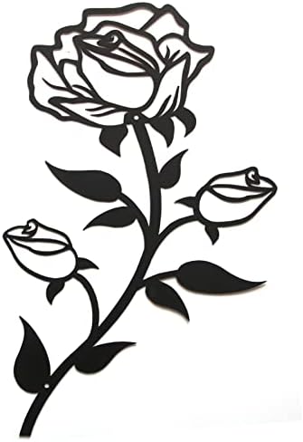 Rose Flower Wall Decor, 15 in, Black