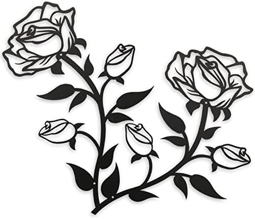 Rose Flower Wall Decor, Set of 2, 15 in, Black