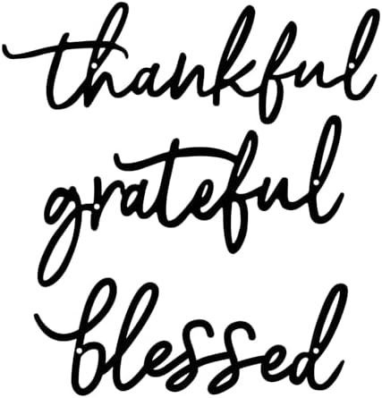 Thankful Grateful Blessed Sign, Set of 3, Black