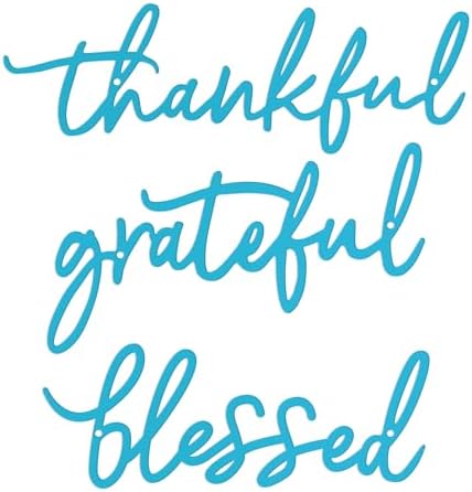 Thankful Grateful Blessed Sign, Set of 3, Blue