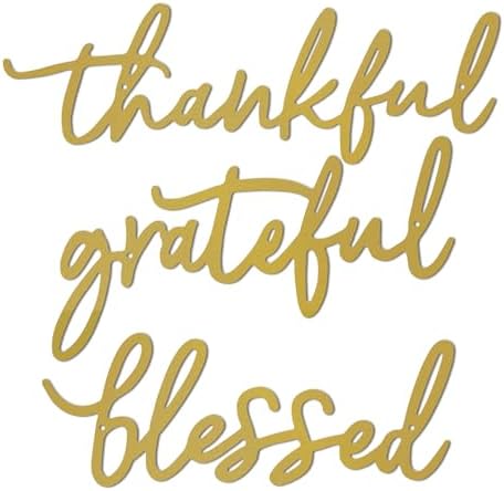 Thankful Grateful Blessed Sign, Set of 3, Gold