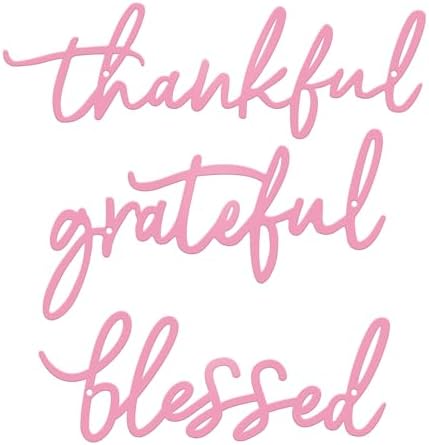Thankful Grateful Blessed Sign, Set of 3, Pink